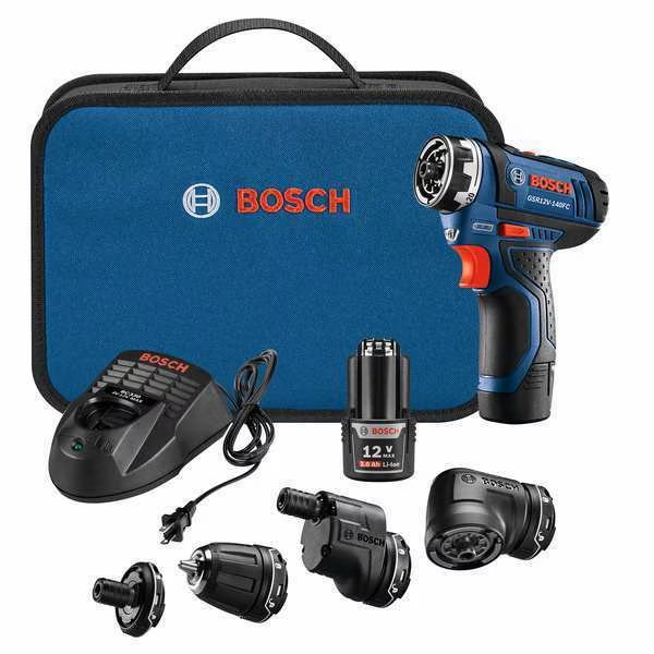 1/4 in, 12V DC Cordless Drill, Battery Included, Bosch, Mfr#: GSR12V-140FCB22