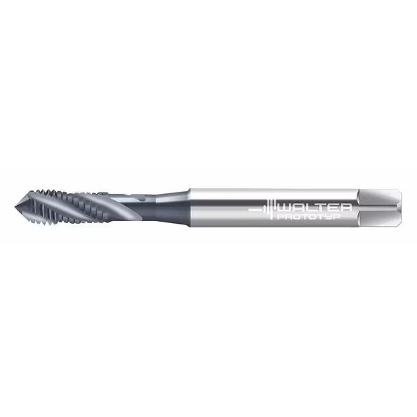 Spiral Flute Tap, M8-1.25, Plug, Metric Coarse, 3 Flutes, TiCN, WALTER PROTOTYP, Mfr# M2051306-M8