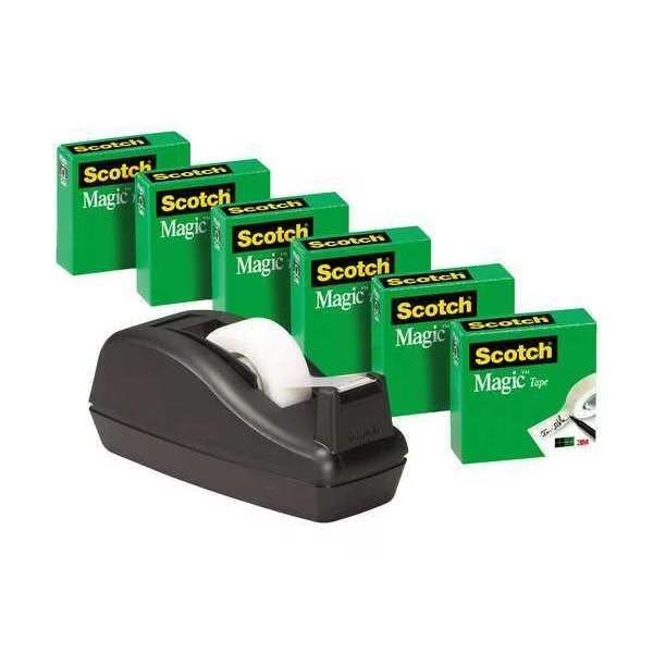 Magic Tape with Dispenser, 3/4x1000in, PK6, 3M, Mfr#: 810C40BK