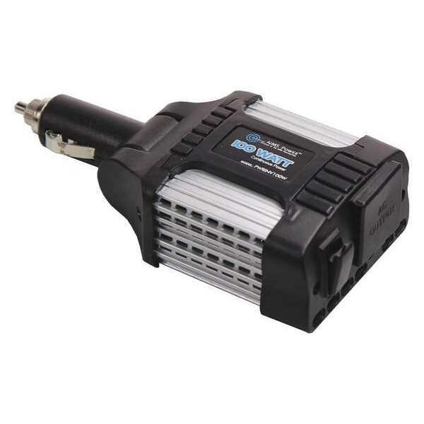 Power Inverter, Modified Sine Wave Form, 100W Nominal Output, 120V AC Output Voltage, 1 Outlets, Aims Power, Mfr#: PWRINV100W