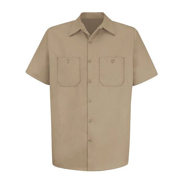 Mns Ss Khaki Dp Cotton Workshirt, XL, RED KAP, Mfr# SC40KH SSLXL