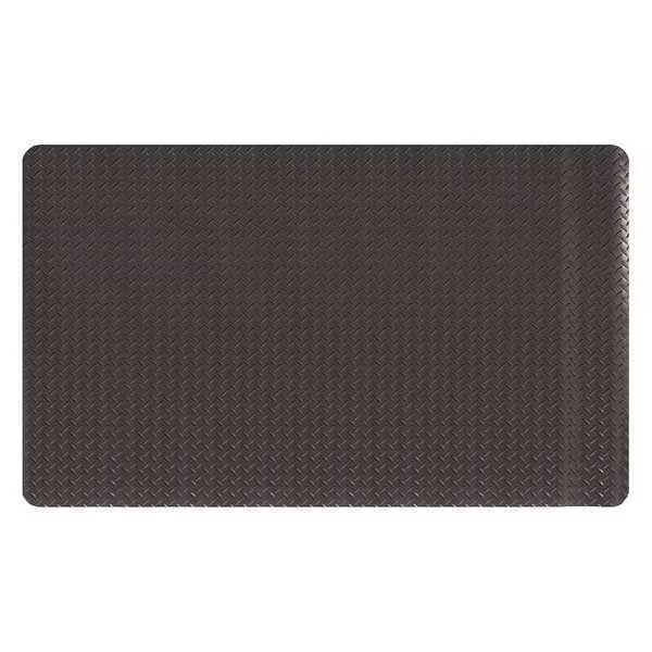 Anti-Fatigue Mat, Solid Black, 3 ft. L x 2 ft. W, Vinyl Foam, Diamond Surface Pattern, 15/16