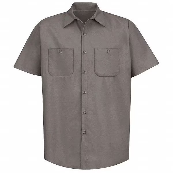 Mens Ss Gray Poplin Work Shirt, 3XL, RED KAP, Mfr# SP24GY SS 3XL
