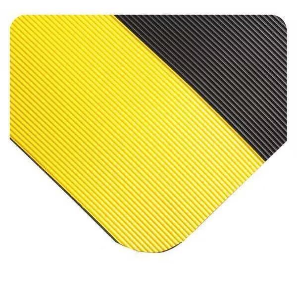 Switchboard Corrugated Mat, Black/Yellow, 22 ft. L x 3 ft. W, Corrugated Surface Pattern, 5/8