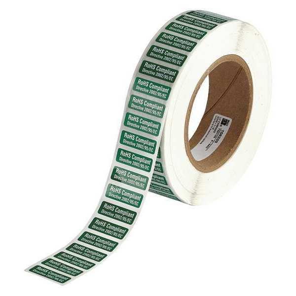 1.18 x 0.4 White/Green RoHS Compliant Labels, BRADY, Mfr# ROHS-1-5
