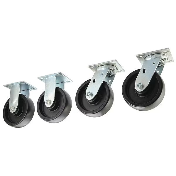 Plate Caster, 6in Wheel Diameter, 3000 lbs, PK4, EnjoyTool Select, Mfr#: 435X98