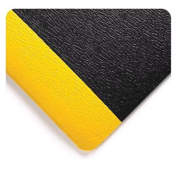 Soft Step Floor Mat, Black/Yellow, 53 ft. L x 2 ft. W, PVC Blown Sponge, Pebble Surface Pattern, WEARWELL, Mfr# 427.38X2X53BYL