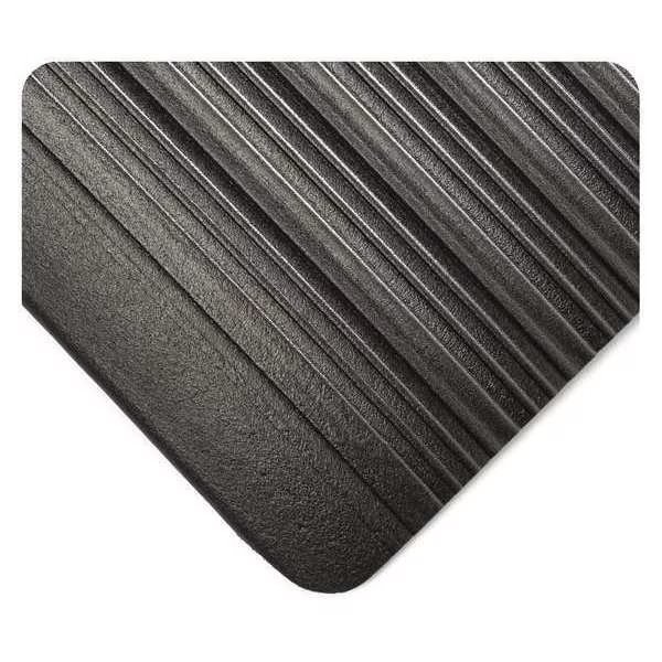 Tuf Sponge Mat, Black, 46 ft. L x 6 ft. W, PVC Sponge, Ribbed Surface Pattern, 3/8