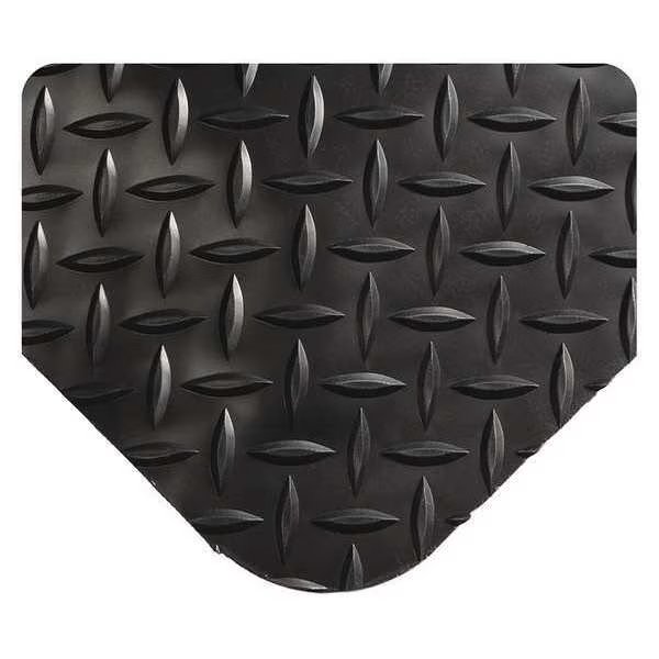 Diamond-Plate Spongecote Mat, Black, 25 ft. L x 6 ft. W, PVC Surface With Nitrile Infused Sponge, WEARWELL, Mfr# 415.916X6X25BK