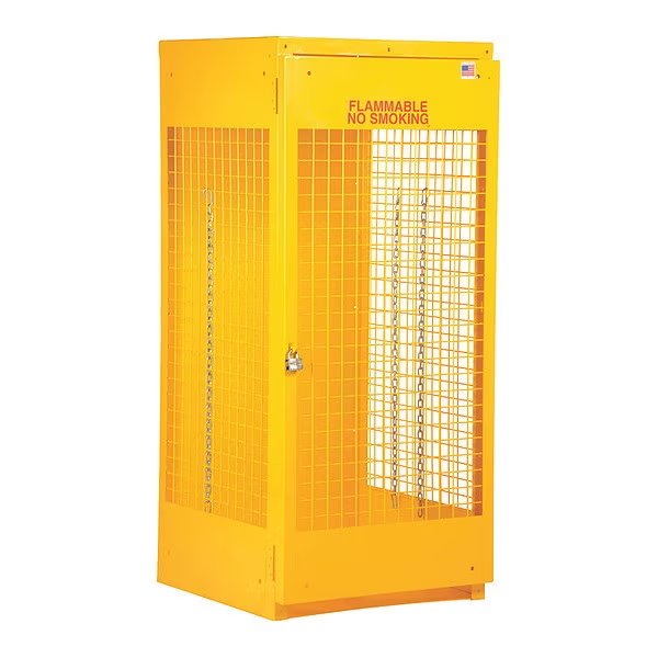 Vertical Cylinder Storage Cabinet 5-10 Cylinder Capacity Yellow, VESTIL, Mfr# CYL-V-510-KD