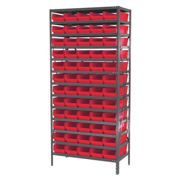 Steel Bin Shelving Kit, 13 Shelves, Gray/Green, AKRO-MILS, Mfr# AS1879138G