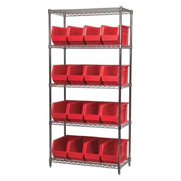 Wire Shelving, 5 Shelves, Silver/Blue, AKRO-MILS, Mfr# AWS183630265B