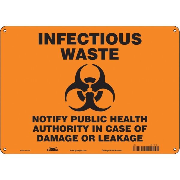 Safety Sign, 10 in Height, 14 in Width, Aluminum, Horizontal Rectangle, English, 447W68, Condor, Mfr#: 447W68