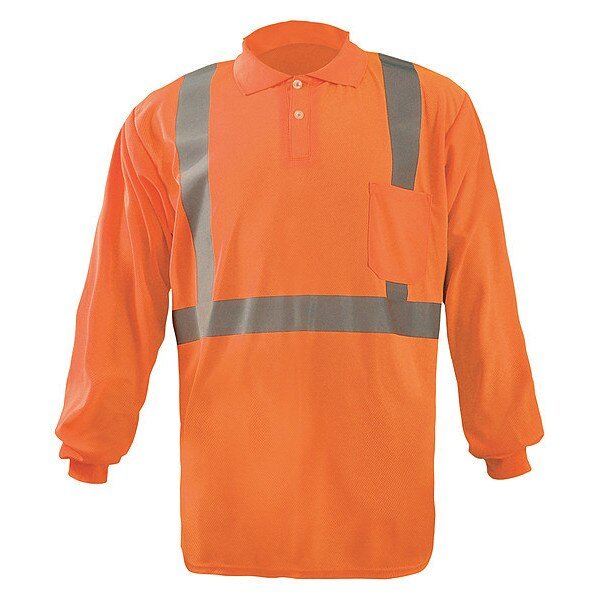 Long Sleeve Polo Shirt, 4XL, ANSI Class 2, OCCUNOMIX, Mfr# LUX-LSPP2B-O4X
