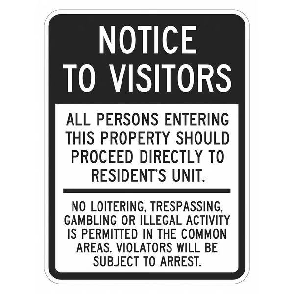 Facility Sign, 18 in H, 12 in W, Aluminum, Vertical Rectangle, English, T1-1922-DG_12x18, LYLE, Mfr# T1-1922-DG_12x18