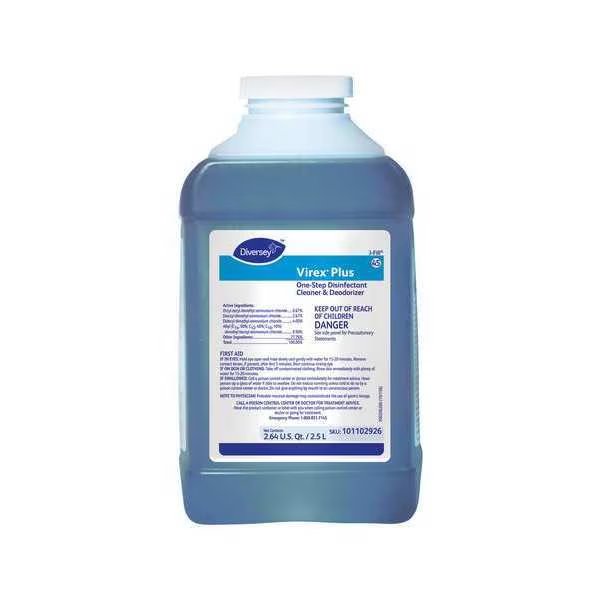 Quat Cleaner and Disinfectant Concentrate, 2.5L Bottle, 2 PK, Diversey, Mfr#: 101102926