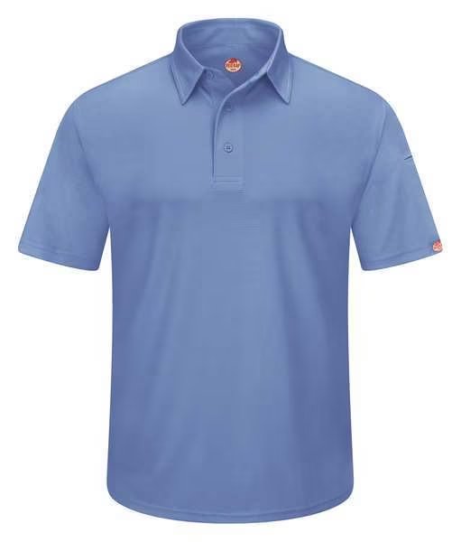 Short Sleeve Polo, XL, Med Blue, Button, RED KAP, Mfr# SK90MB SS XL