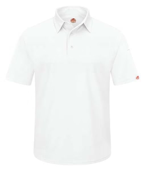 Short Sleeve Polo, Sz XL, White, Polyester, RED KAP, Mfr# SK90WH SS XL