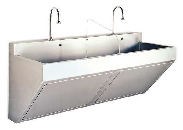 60 in W x 23 in L x 26 in H, Wall Mount, Compact Surgical Scrub Sink, SCRUB-WARE, Mfr# 4112-SA