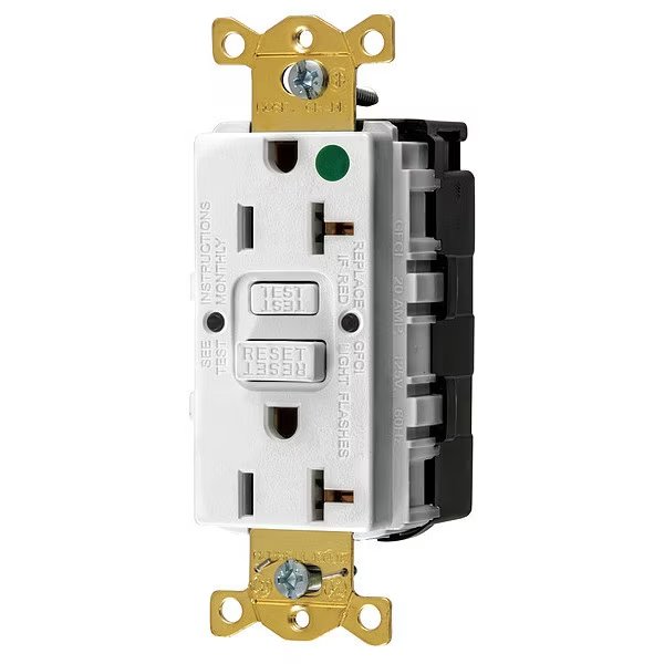GFCI Rceptcle, Hspital, Wht, 20A, 1 HP, HUBBELL, Mfr# SNAPGF83W