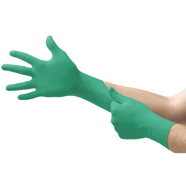 Disposable Gloves with TNT Technology, Nitrile, Powder Free, Green, 100 PK, ANSELL, Mfr# 93-850