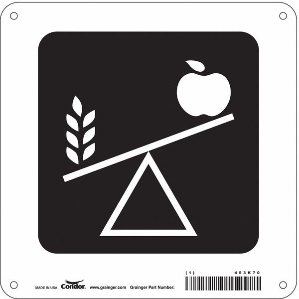 Nutrition, 8 in W x 8 in H, Square, Aluminum, 453K70, Condor, Mfr#: 453K70