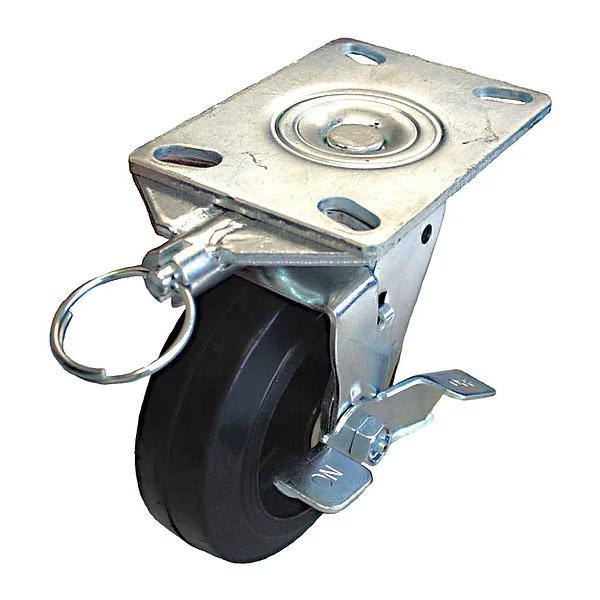 Plate Caster, 600 lb. Load, Black Wheel, EnjoyTool select, Mfr# P21S-RY080KP-16-WB-DL