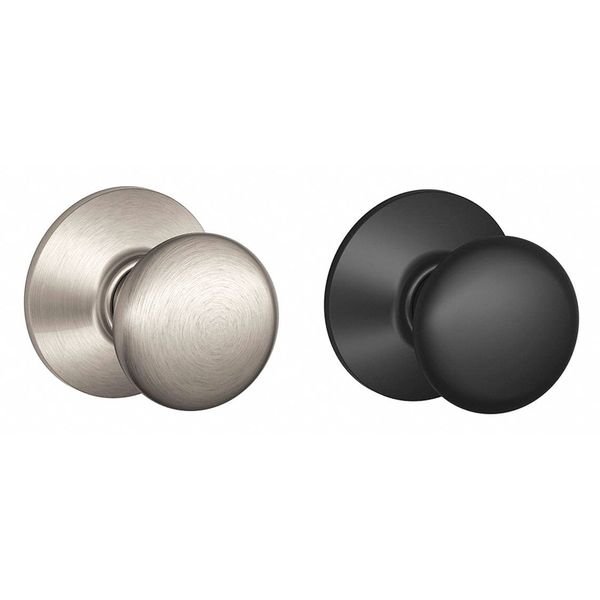 Knob Lockset, Satin Nickel, Passage, Gr 2, Schlage Residential, Mfr#: F10 PLY 622X619