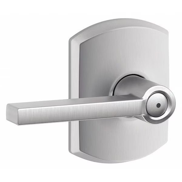 Door Lever Lockset, Satin Chrome, Privacy, Schlage Residential, Mfr#: F40 LAT 626 GRW