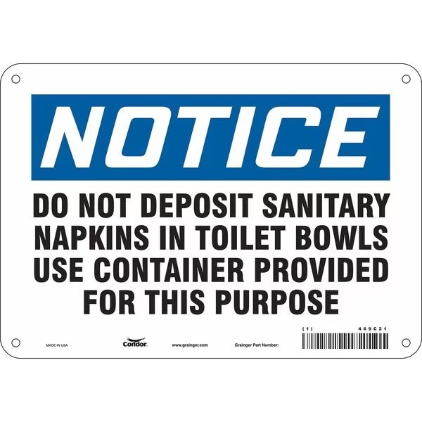 Safety Sign, 7 in Height, 10 in Width, Polyethylene, Vertical Rectangle, English, 469C21, CONDOR, Mfr# 469C21
