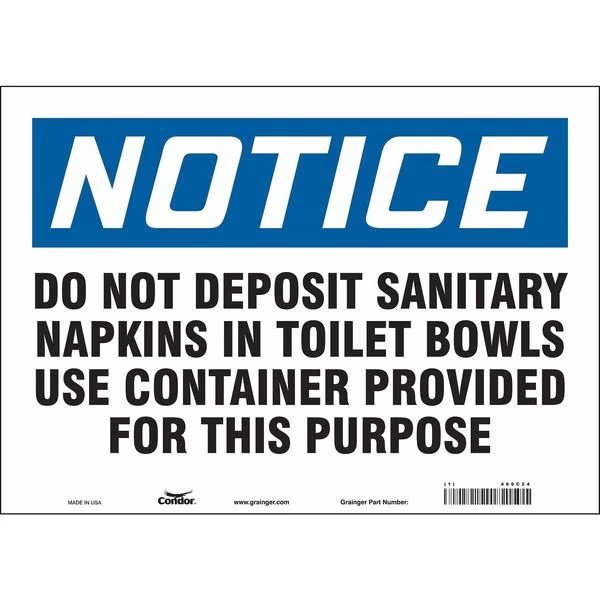 Safety Sign, 10 in Height, 14 in Width, Vinyl, Horizontal Rectangle, English, 469C24, CONDOR, Mfr# 469C24