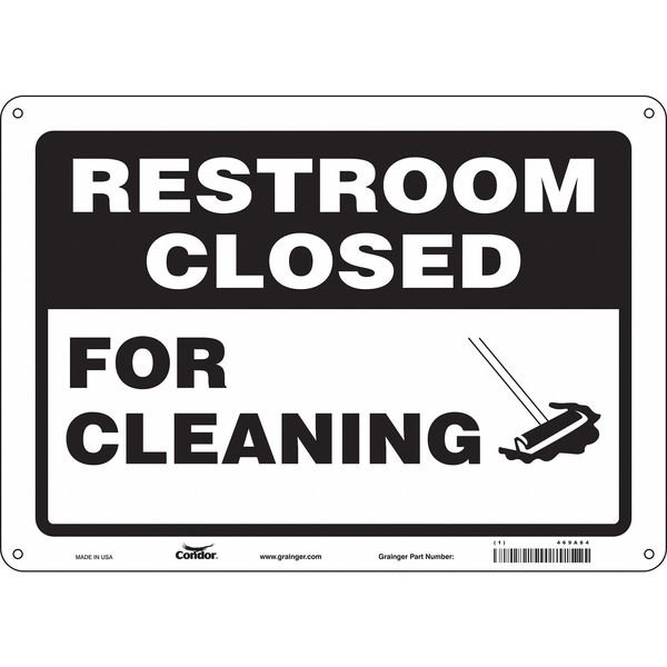 FOR CLEANING, 14 in W x 10 in H, Horizontal Rectangle, Aluminum, 469A84, Condor, Mfr#: 469A84