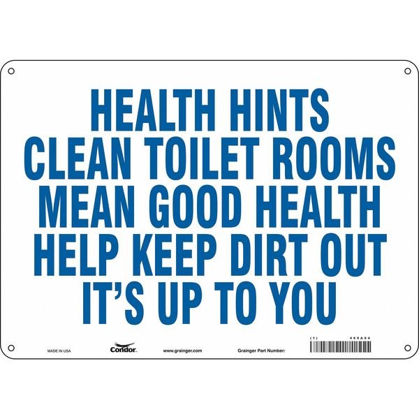 Safety Sign, 10 in Height, 14 in Width, Polyethylene, Horizontal Rectangle, English, 469A94, CONDOR, Mfr# 469A94