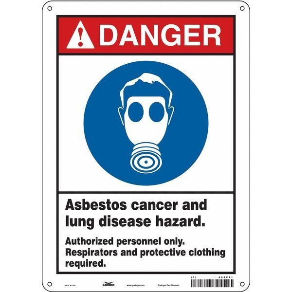 Safety Sign, 14 in Height, 10 in Width, Polyethylene, Vertical Rectangle, English, 464Z21, CONDOR, Mfr# 464Z21