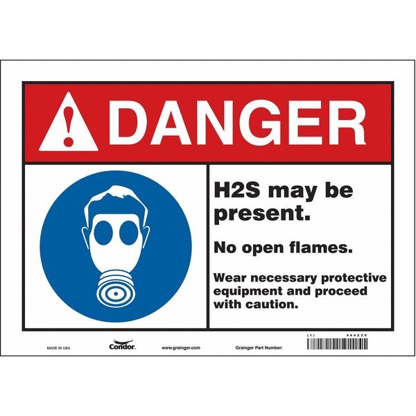 Safety Sign, 10 in Height, 14 in Width, Vinyl, Horizontal Rectangle, English, 464Z29, CONDOR, Mfr# 464Z29