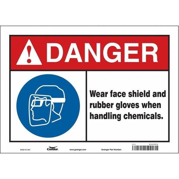 Safety Sign, 10 in Height, 14 in Width, Vinyl, Horizontal Rectangle, English, 464Z59, CONDOR, Mfr# 464Z59