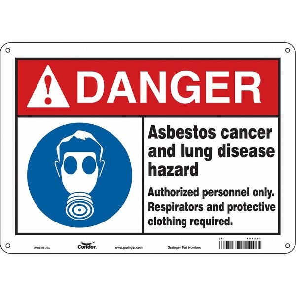 Safety Sign, 10 in Height, 14 in Width, Polyethylene, Horizontal Rectangle, English, 464Z63, CONDOR, Mfr# 464Z63