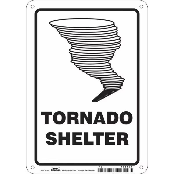 Tornado Shelter, 7 in W x 10 in H, Horizontal Rectangle, Vinyl, 465T26, Condor, Mfr#: 465T26