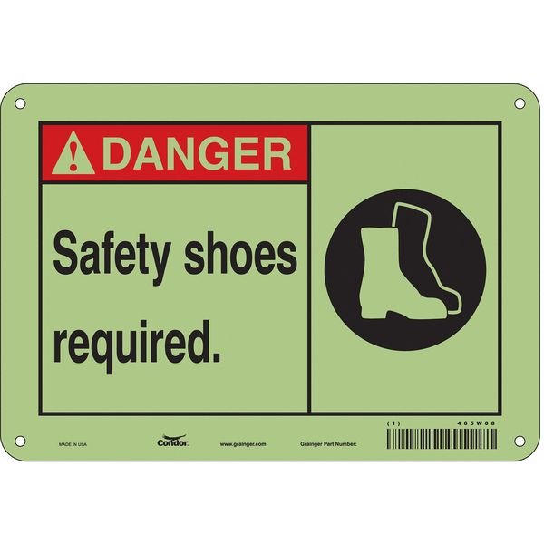 Safety Sign, 7 in Height, 10 in Width, Polyethylene, Vertical Rectangle, English, 465W08, CONDOR, Mfr# 465W08