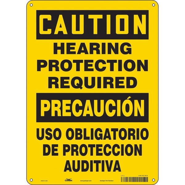 Safety Sign, 14 in Height, 10 in Width, Polyethylene, Vertical Rectangle, English, Spanish, 465Z99, Condor, Mfr#: 465Z99