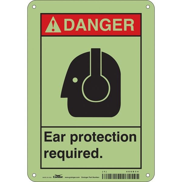 Safety Sign, 10 in Height, 7 in Width, Polyethylene, Horizontal Rectangle, English, 466D34, CONDOR, Mfr# 466D34