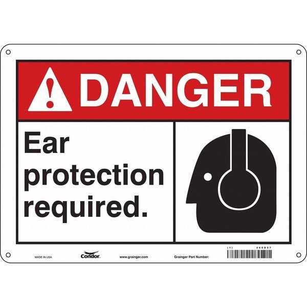 Safety Sign, 10 in Height, 14 in Width, Polyethylene, Horizontal Rectangle, English, 466D57, Condor, Mfr#: 466D57