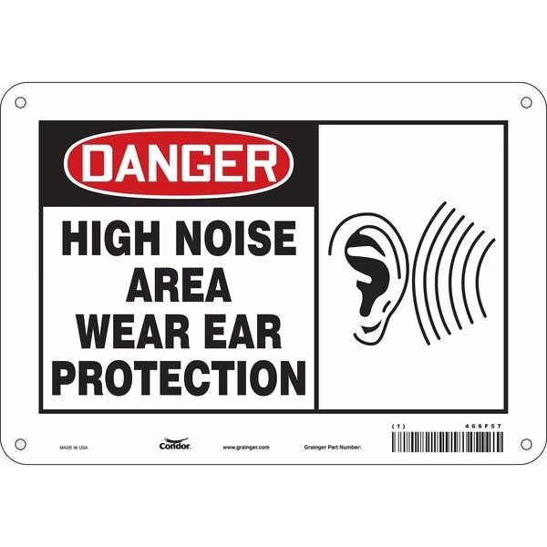 Safety Sign, 7 in Height, 10 in Width, Aluminum, Vertical Rectangle, English, 466F57, Condor, Mfr#: 466F57
