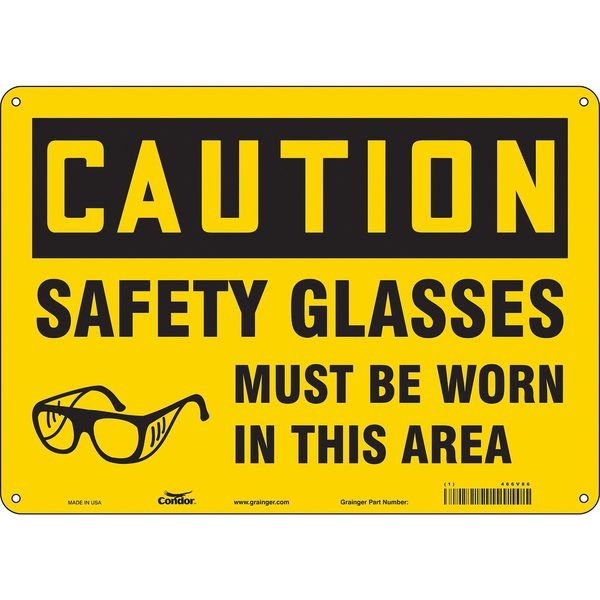 Safety Sign, 10 in Height, 14 in Width, Polyethylene, Horizontal Rectangle, English, 466V86, CONDOR, Mfr# 466V86
