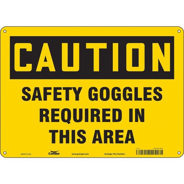 Safety Sign, 10 in Height, 14 in Width, Aluminum, Horizontal Rectangle, English, 466V02, CONDOR, Mfr# 466V02