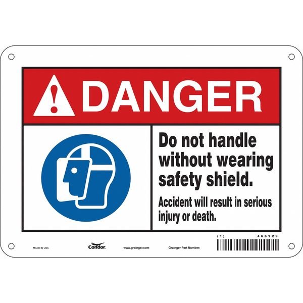 Safety Sign, 7 in Height, 10 in Width, Aluminum, Vertical Rectangle, English, 466Y29, Condor, Mfr#: 466Y29