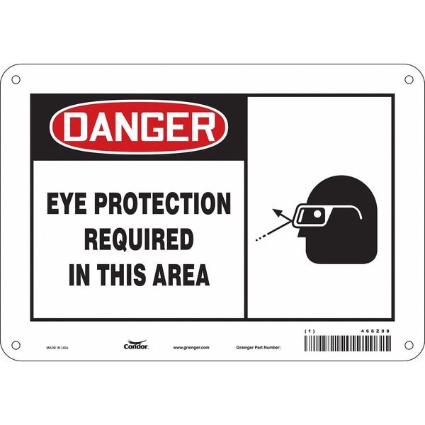 Safety Sign, 7 in Height, 10 in Width, Polyethylene, Vertical Rectangle, English, 466Z08, CONDOR, Mfr# 466Z08