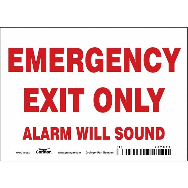 Safety Sign, 5 in x 7 in, Vinyl, CONDOR, Mfr# 467R92