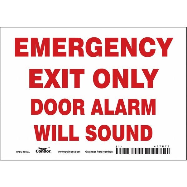Safety Sign, 5 in x 7 in, Vinyl, CONDOR, Mfr# 467R78