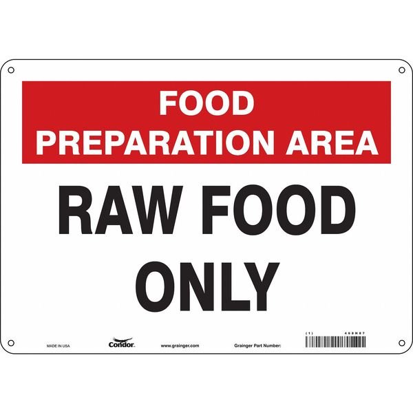 Food Preparation Area, Raw Food Only, 14 in W x 10 in H, Horizontal Rectangle, Aluminum, 468H87, Condor, Mfr#: 468H87